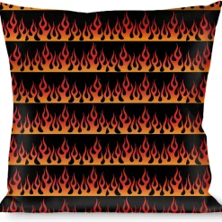 Buckle-Down Throw Pillow - Flames Black/Orange/Red
