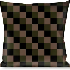 Buckle-Down Throw Pillow - Checker Trio Tan/Black/Olive