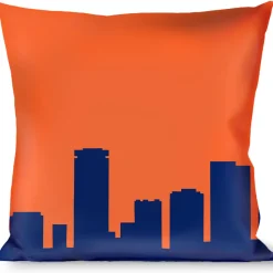 Buckle-Down Throw Pillow - Denver Solid Skyline Orange/Navy