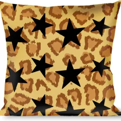 Buckle-Down Throw Pillow - Cheetah/Stars Tan/Black