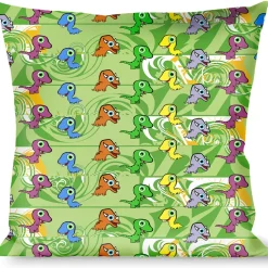 Buckle-Down Throw Pillow - Cute Dinosaurs Yellow/Green