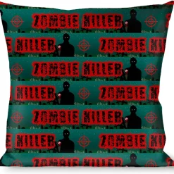 Buckle-Down Throw Pillow - ZOMBIE KILLER Zombie March Green/Red/Black