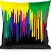 Buckle-Down Throw Pillow - Paint Drips Black/Multi Neon