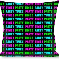 Buckle-Down Throw Pillow - PARTY TIME! Black/Green/Turquoise/Fuchsia
