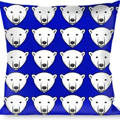 Buckle-Down Throw Pillow - Polar Bear w/Mustache Royal