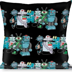 Buckle-Down Throw Pillow - Robots C/U Black