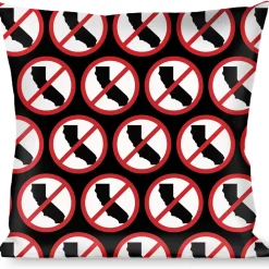 Buckle-Down Throw Pillow - Anti-California Logo Black/Red/White