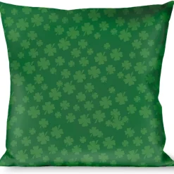Buckle-Down Throw Pillow - St. Pat's Clovers Scattered3 Greens
