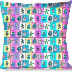 Buckle-Down Throw Pillow - Robots Pastel Blocks