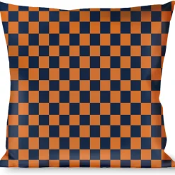 Buckle-Down Throw Pillow - Checker Orange/Dark Blue