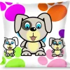 Buckle-Down Throw Pillow - Puppies w/Paw Prints White/Multi Color