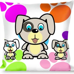 Buckle-Down Throw Pillow - Puppies w/Paw Prints White/Multi Color