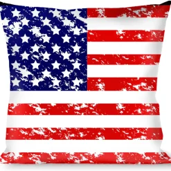 Buckle-Down Throw Pillow - United States Flags Weathered/Black