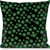 Buckle-Down Throw Pillow - St. Pat's Clovers Scattered2 Black/Green