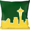 Buckle-Down Throw Pillow - Seattle Skyline Green/Yellow