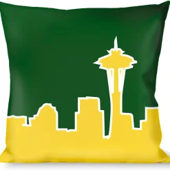 Buckle-Down Throw Pillow - Seattle Skyline Green/Yellow