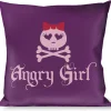 Buckle-Down Throw Pillow - Angry Girl Purple/Pink