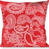 Buckle-Down Throw Pillow - Paisley Red/White
