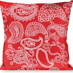 Buckle-Down Throw Pillow - Paisley Red/White