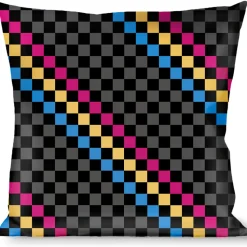 Buckle-Down Throw Pillow - Checker Stripe Black/Gray/Blue/Gold/Pink