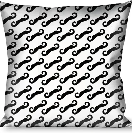 Buckle-Down Throw Pillow - Diagonal Handlebar Mustaches White/Black