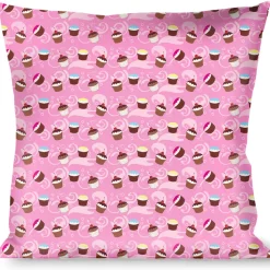 Buckle-Down Throw Pillow - Cupcake Swirls Pink/Multi Color