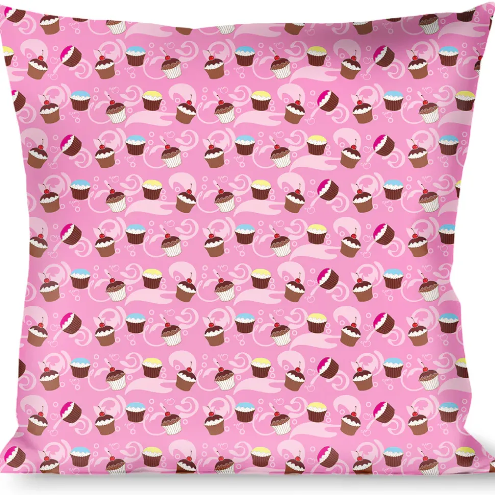 Buckle-Down Throw Pillow - Cupcake Swirls Pink/Multi Color