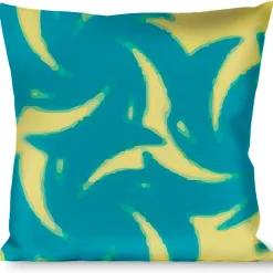 Buckle-Down Throw Pillow - Pinwheel Plumes Beige/Turquoise