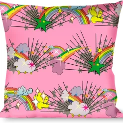 Buckle-Down Throw Pillow - Rainbow Cloud Stars Pink