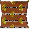 Buckle-Down Throw Pillow - EAT SLEEP SKATE Brown/Rasta Burst