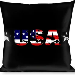 Buckle-Down Throw Pillow - USA w/Star Black/US Flags
