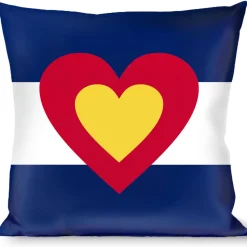 Buckle-Down Throw Pillow - Colorado Heart Blue/White/Red/Yellow