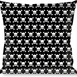 Buckle-Down Throw Pillow - Top Skulls Black/White