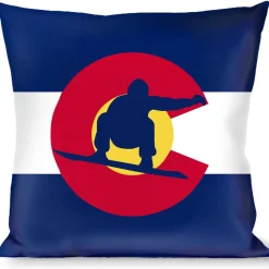 Buckle-Down Throw Pillow - Colorado Flag/Snowboarder Blue/White/Red/Yellow
