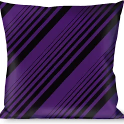 Buckle-Down Throw Pillow - Diagonal Stripes Black/Purple