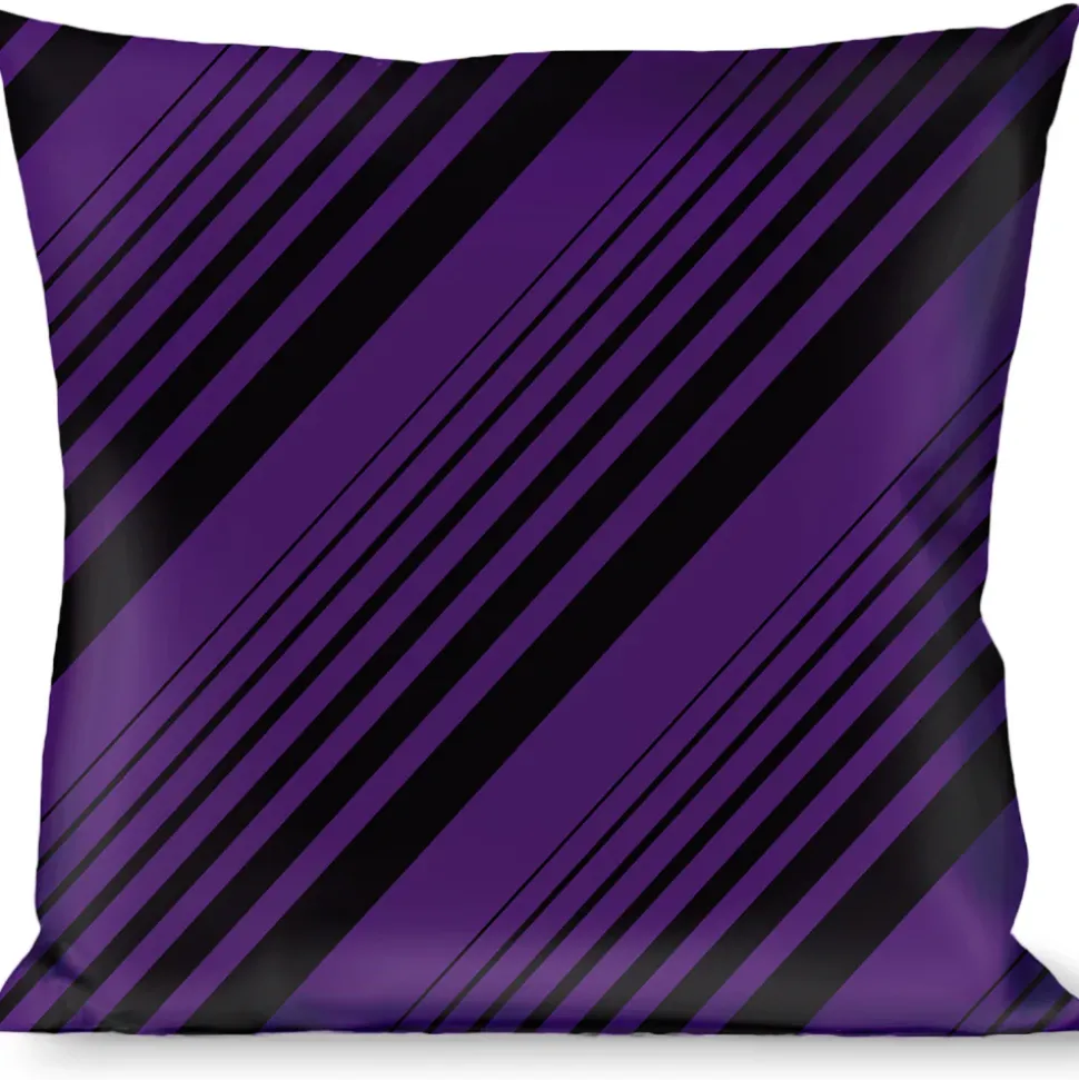 Buckle-Down Throw Pillow - Diagonal Stripes Black/Purple