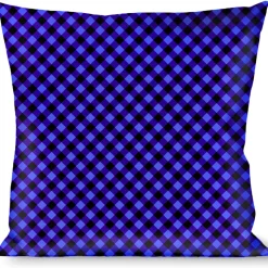 Buckle-Down Throw Pillow - Diagonal Buffalo Plaid Black/Blue