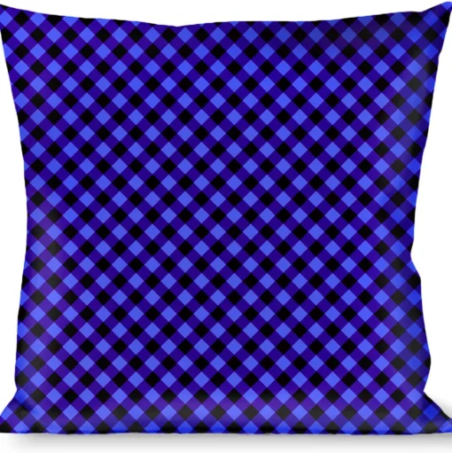 Buckle-Down Throw Pillow - Diagonal Buffalo Plaid Black/Blue