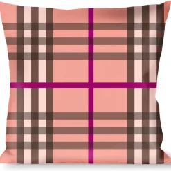 Buckle-Down Throw Pillow - Plaid Pink