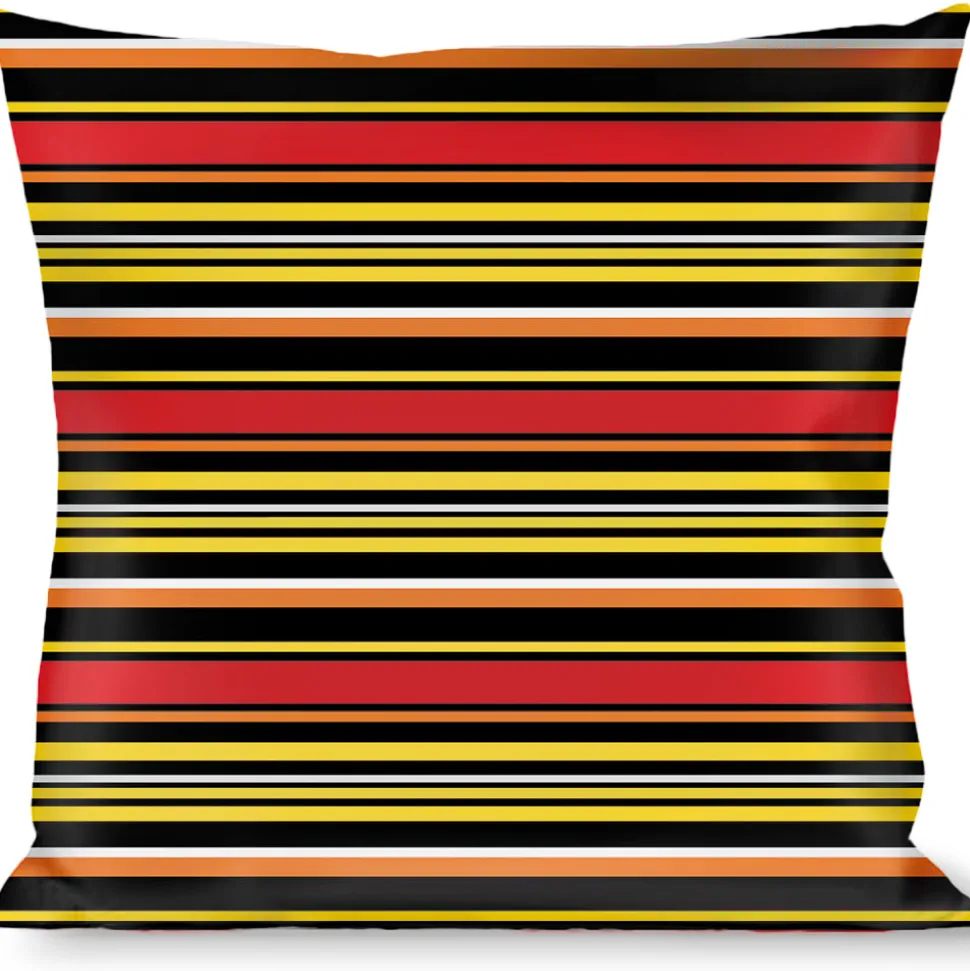 Buckle-Down Throw Pillow - Fine Stripes Black/Yellows/Orange/Red/White