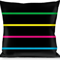 Buckle-Down Throw Pillow - Pinstripes Black/Multi Color