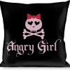 Buckle-Down Throw Pillow - Angry Girl Black/Pink