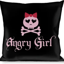 Buckle-Down Throw Pillow - Angry Girl Black/Pink