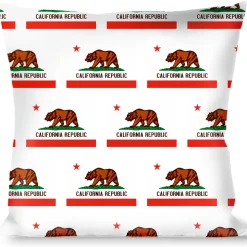 Buckle-Down Throw Pillow - California State Flag White