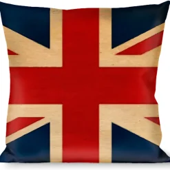 Buckle-Down Throw Pillow - United Kingdom Flags Vintage Black