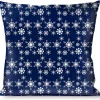 Buckle-Down Throw Pillow - Snowflakes Blue/White