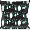 Buckle-Down Throw Pillow - Emperor Penguins w/Bubbles Black/Gray/Turqs