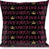 Buckle-Down Throw Pillow - ONE OF US IS A BITCH Crown/Paws Black/Gray/Pink