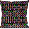 Buckle-Down Throw Pillow - Skull & Fleur-de-Lis Black/Multi Color