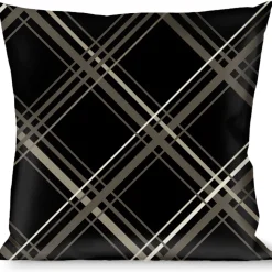 Buckle-Down Throw Pillow - Plaid X Black/Gray
